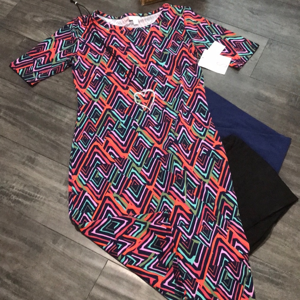 LuLaRoe Small Julia Dress Multicolor Geometric